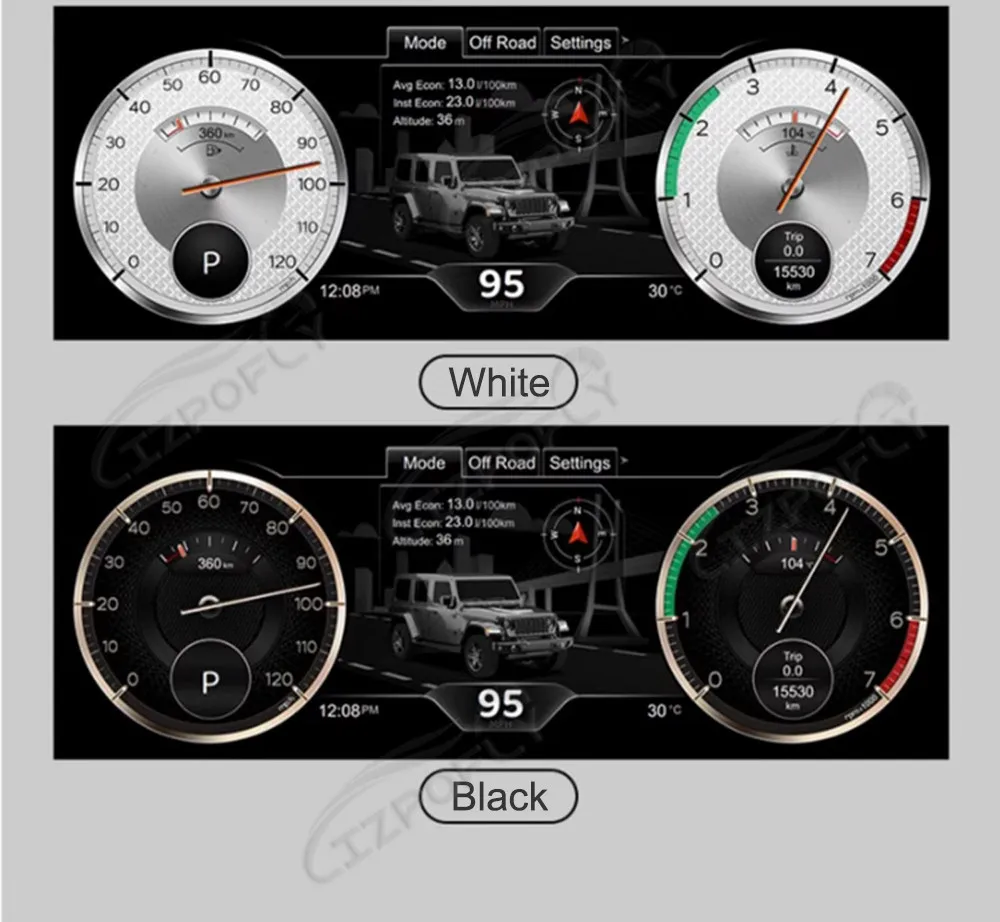 Android 13 4+64GB 12.3 ” Car radio multimedia Player GPS Stereo For Jeep Wrangler 3 JK 2011 2012 - 2017 LCD digital Cluster