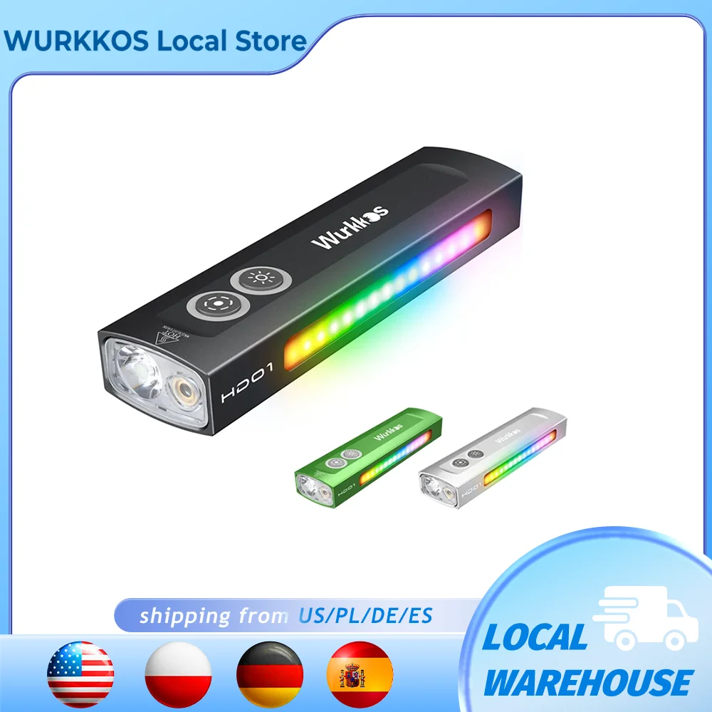 

Wurkkos HD01 Многофункциональный перезаряжаемый фонарик 1200 лм плоский фонарь с зеленым и белым светом 90CRI боковой фонарь RGB Light IP65