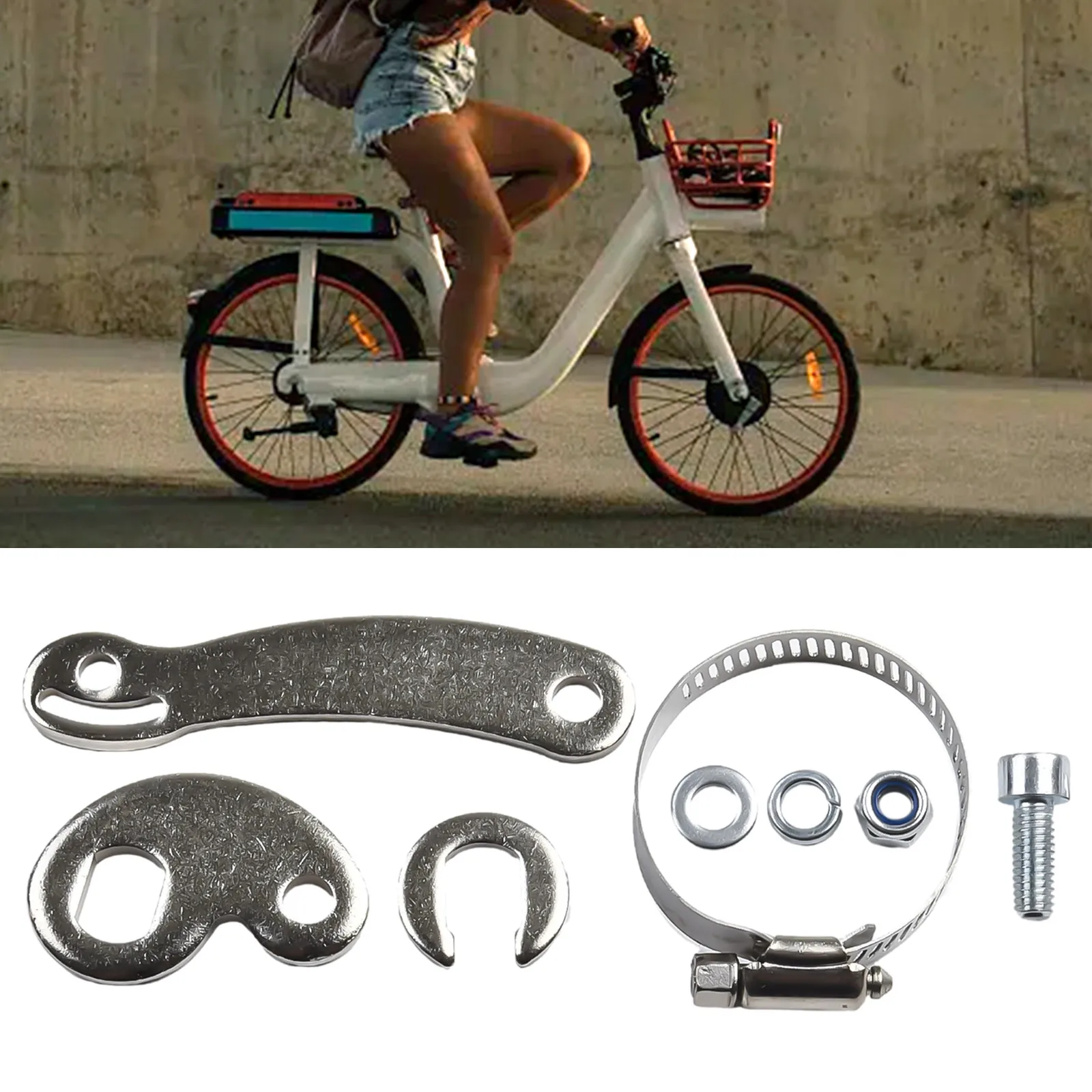 8Pcs For M14 Torque-Arms For Electric Bike Motor Steel C-Shaped Washers For Front Rear E-Bike Dropout Safety Silver
