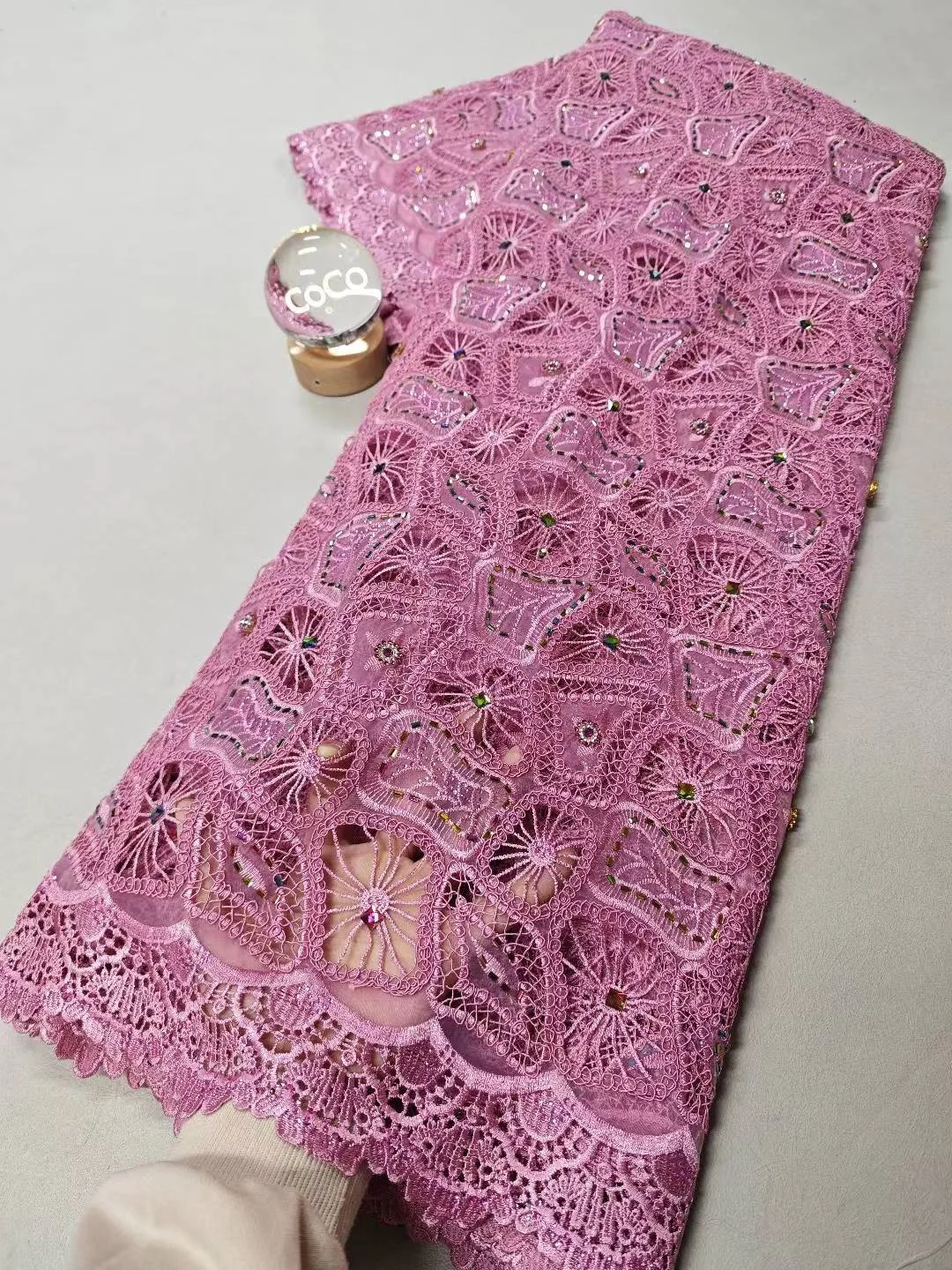 

Nigerian Sequins Tulle Lace Fabric High-Quality Embroidery African Net Cloth for Prom Dresses Beads 5 Yards 2025 XL139