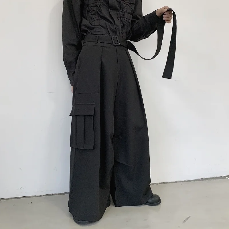 

Men's Wide Leg Pants Spring And Autumn New Three-Dimensional Pocket Decoration Tooling Style Casual Large Size Pants