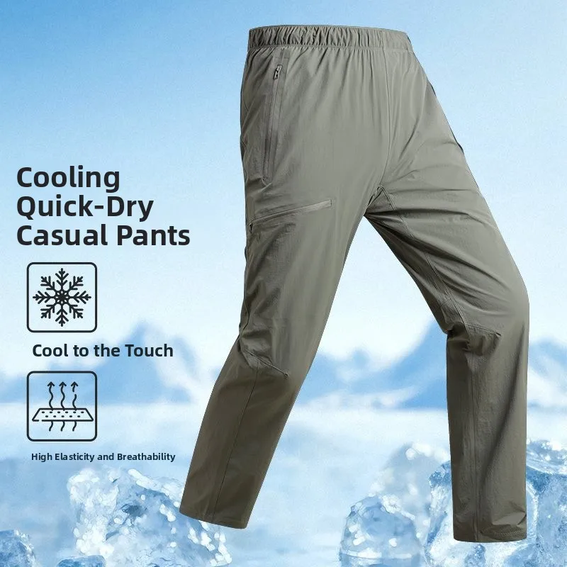

Qui Dry Ice Sensation Casual Sports Pants Premium Outdoor Four Way High Elastici Summer Long Trousers K26007 Straight Leg...