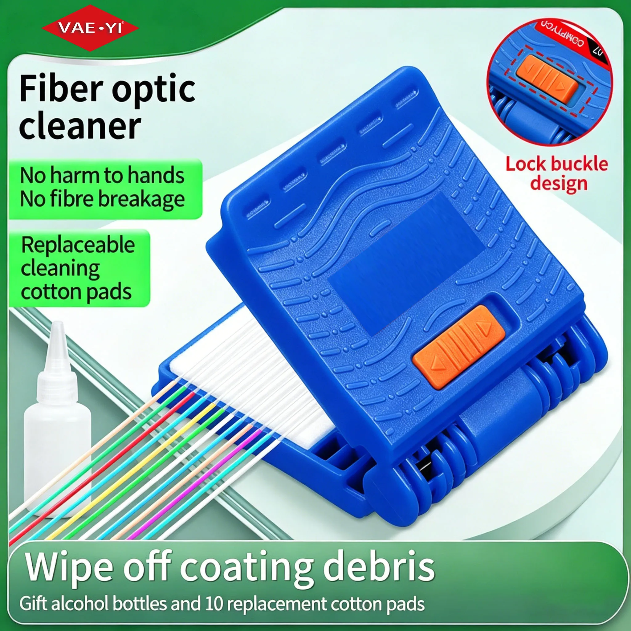 Fiber Optic Wiping Clip With 10 Pieces Of Cleaning Cotton Fiber Optic Dust-Free Cotton Cleaning Tool For Cleaning The Fiber End