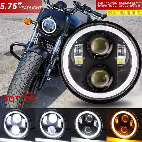 5.75inch LED Headlight Motocycle For Harley Sportster 1200 883 Street 750 5-3/4" Projector Led Halo Angel Eyes Round Headlamp
