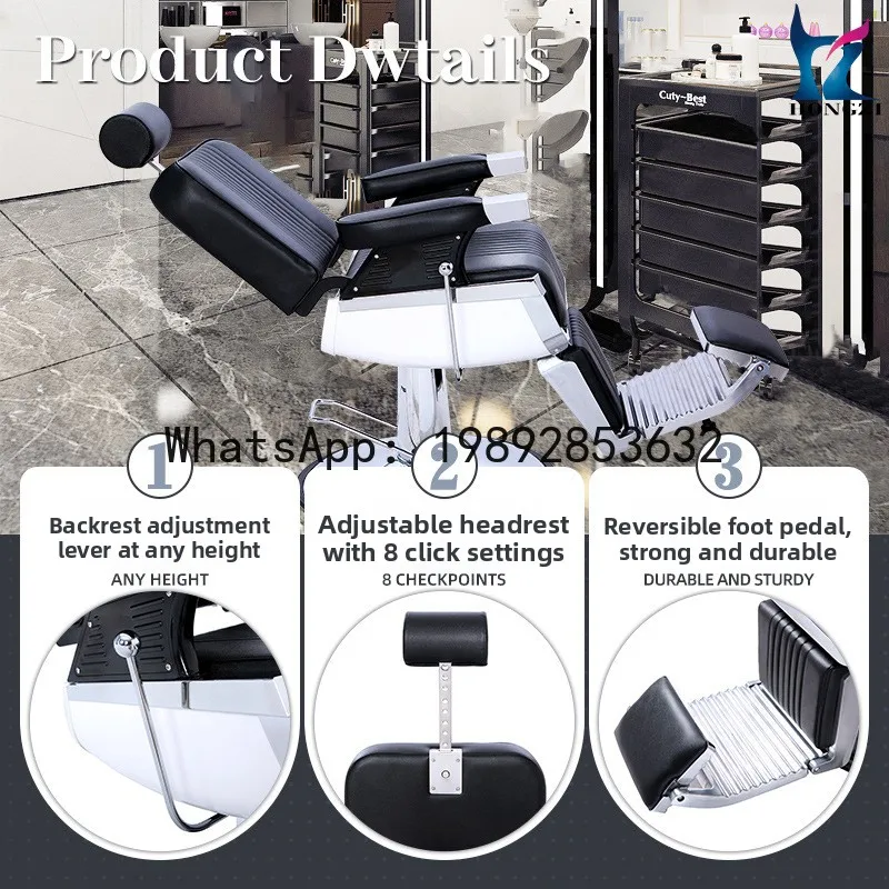 HYS Barber Chair Black European and American Men's Hydraulic Slimmable Styling Hair Chair