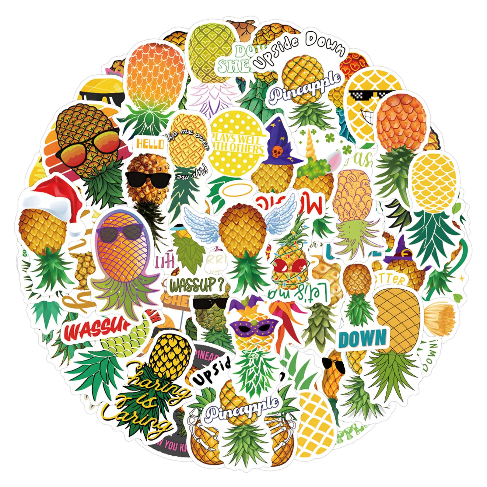 10/50PCS Inverted pineapple Graffiti Cartoon Sticker Fruits Decals DIY Cup Diary Scrapbook Luggage Guitar Skateboard Kids Toy