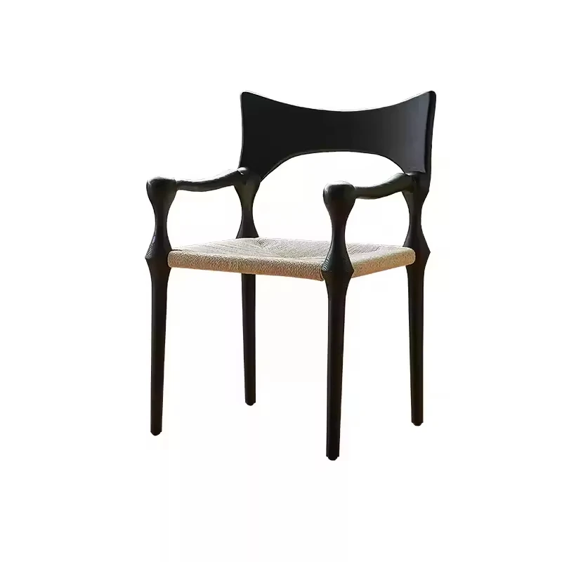 um-Modern Nordic Wooden Dining Chair with Ash Wood Frame Handcrafted Ergonomic Design Featuring Backrest and Straw Seat-