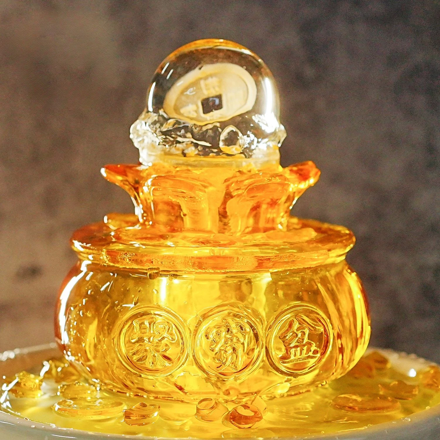 Wealth Treasure Cornucopia Fortune Water Circulating Decoration Home Crystal Ball Automatic Rotation Decoration Opening Gifts