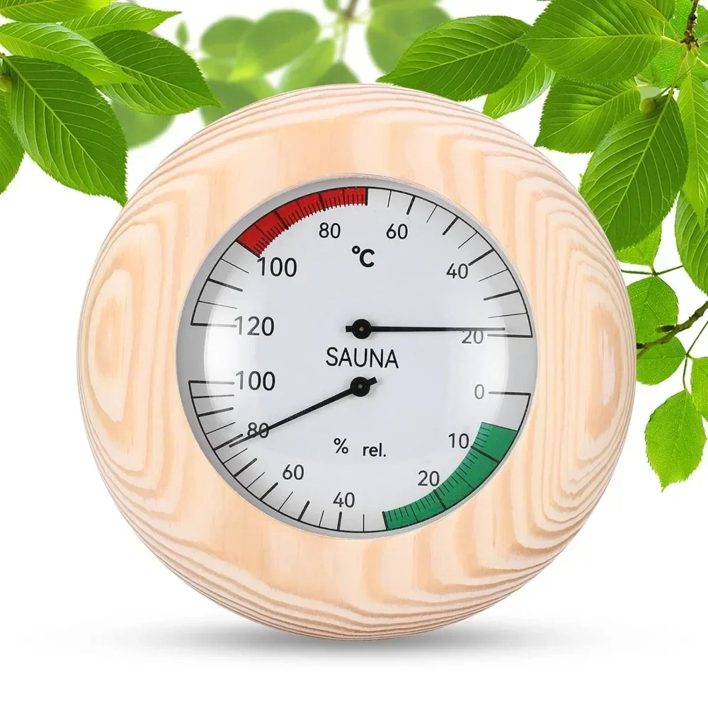

Portable Wooden Sauna Thermometer round Hygrometer Temperature Measurement Tool for Sauna Rooms Accessories