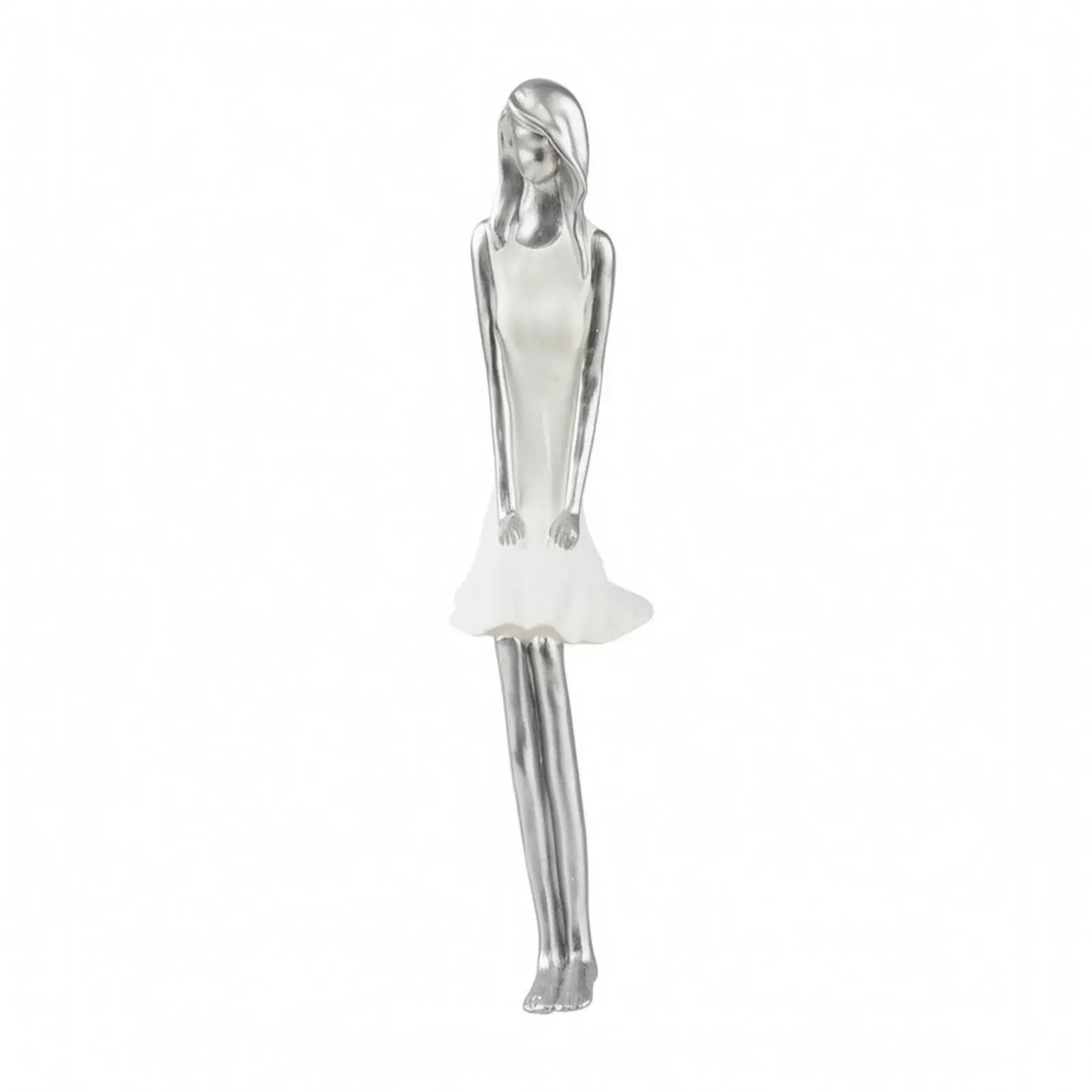 Shelf Sitter Resin Desktop Figurine Silver-White for Home Display