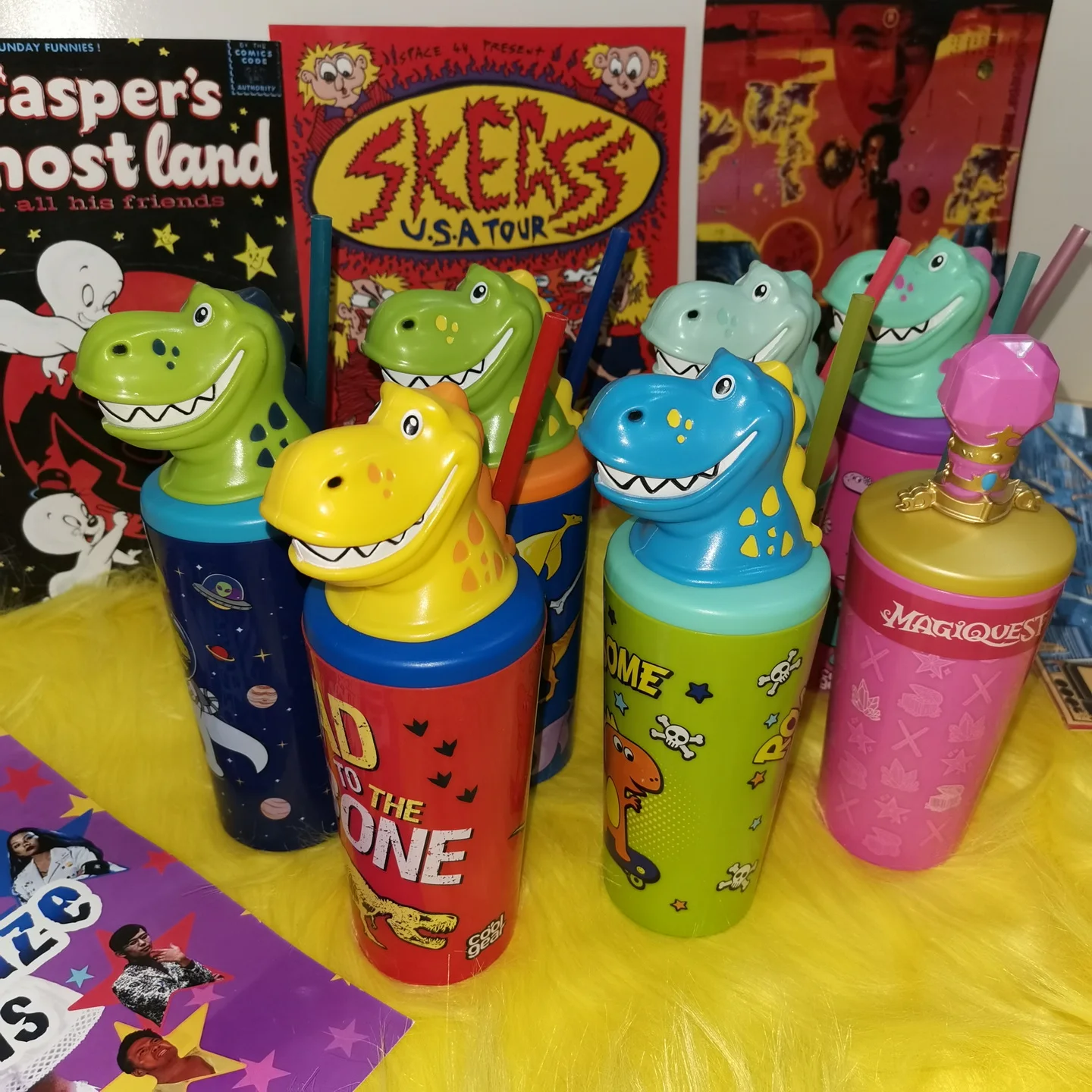 

Cute Girl Dinosaur Ice Cold Drink Cup Cola St Cup Water Cup Cartoon Cool round Cylinder ape Animal Pattern PP Material