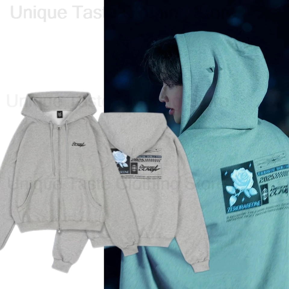 ジャンハオ トレカ zerobaseone Hoodie Zip-Up 特典 ZEROBASEONE ‌ Aqui agora tour mesmo zíper hoodies casaco kpop zb1