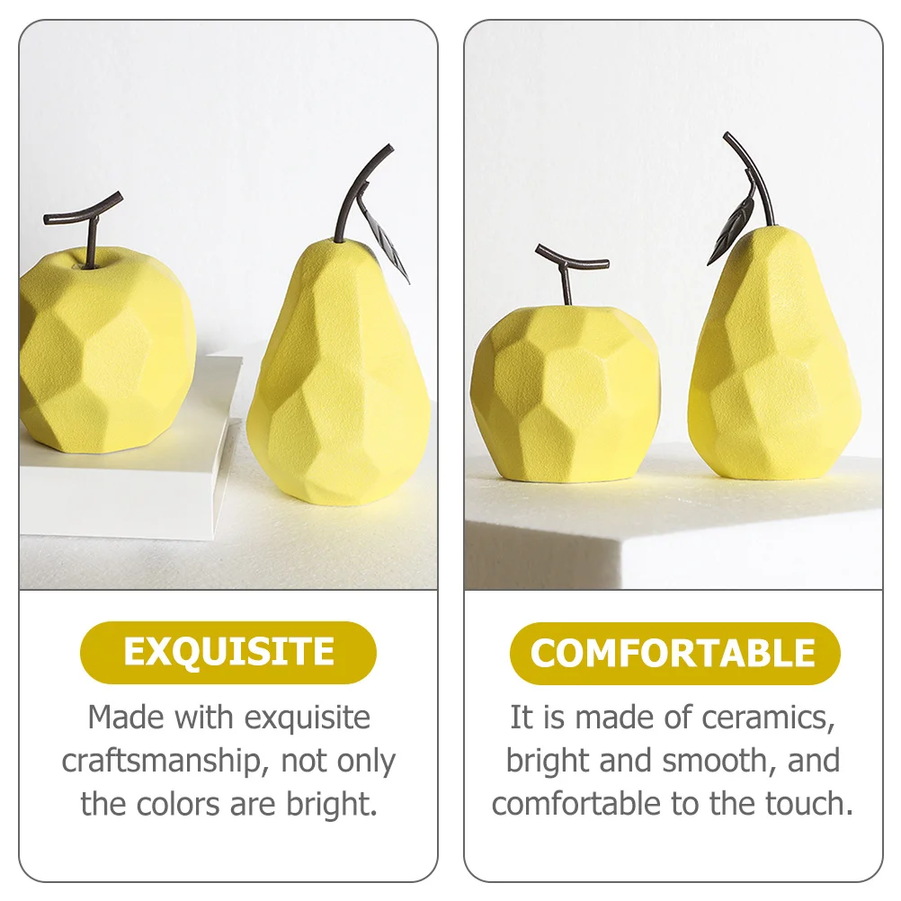 

1Pcs Fruit Sculpture Ceramic Ornament Bright Color Geometric Desktop Decor Ceramic Fruit Art Craft for Home Office Garden