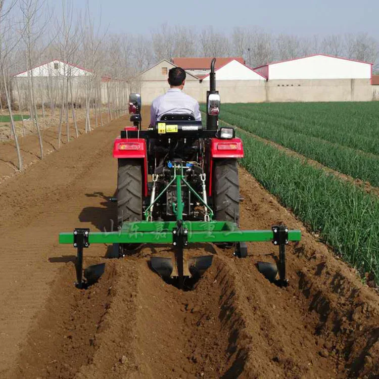 HCY Double row ridging and ditching plough, multi-functional fertilization and soil ridging machine, tractor hanging ditching an