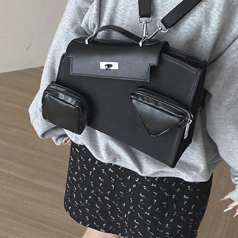 Korean Style Contrast Color Women\'s Shoulder Bag Large Capacity Travel Backpack Fashion Messenger Bag Multifunctional Handbag