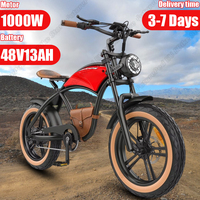 HD-B10 E-bike 1000W Brushless Motor 48V13AH Lithium Battery Aldult Electric Bicycle 20*4.0-In Fat Tire All Terrain Electric Bike