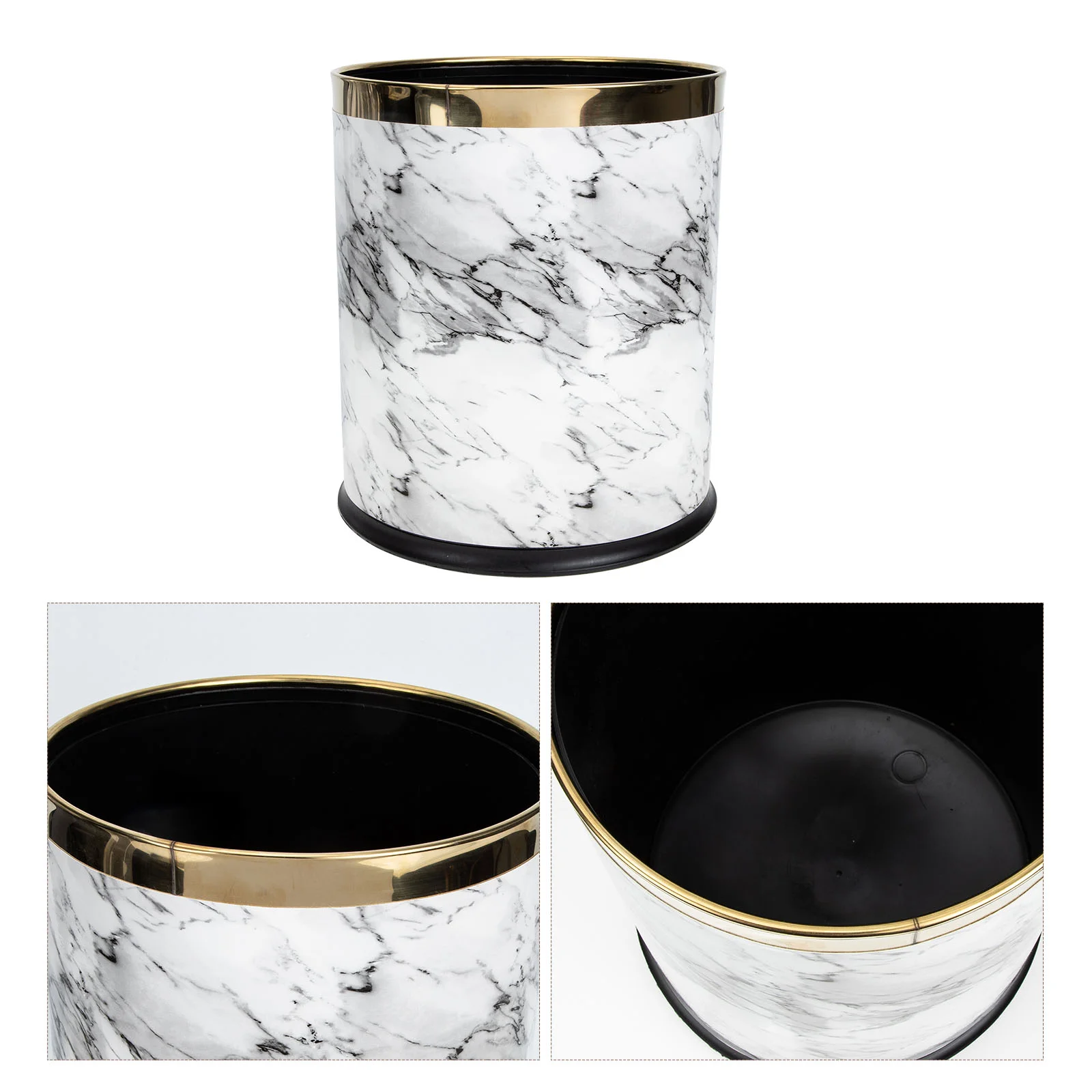 

Marble Trash Can Car Bin Decorate Waste Container Storage Plastic Wastebasket Office Garbage with Lid