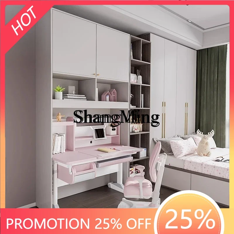 FG Cabinet Integrated Vertical Storage Cabinet with Doors Study Desk Companion Solid Wood Storage