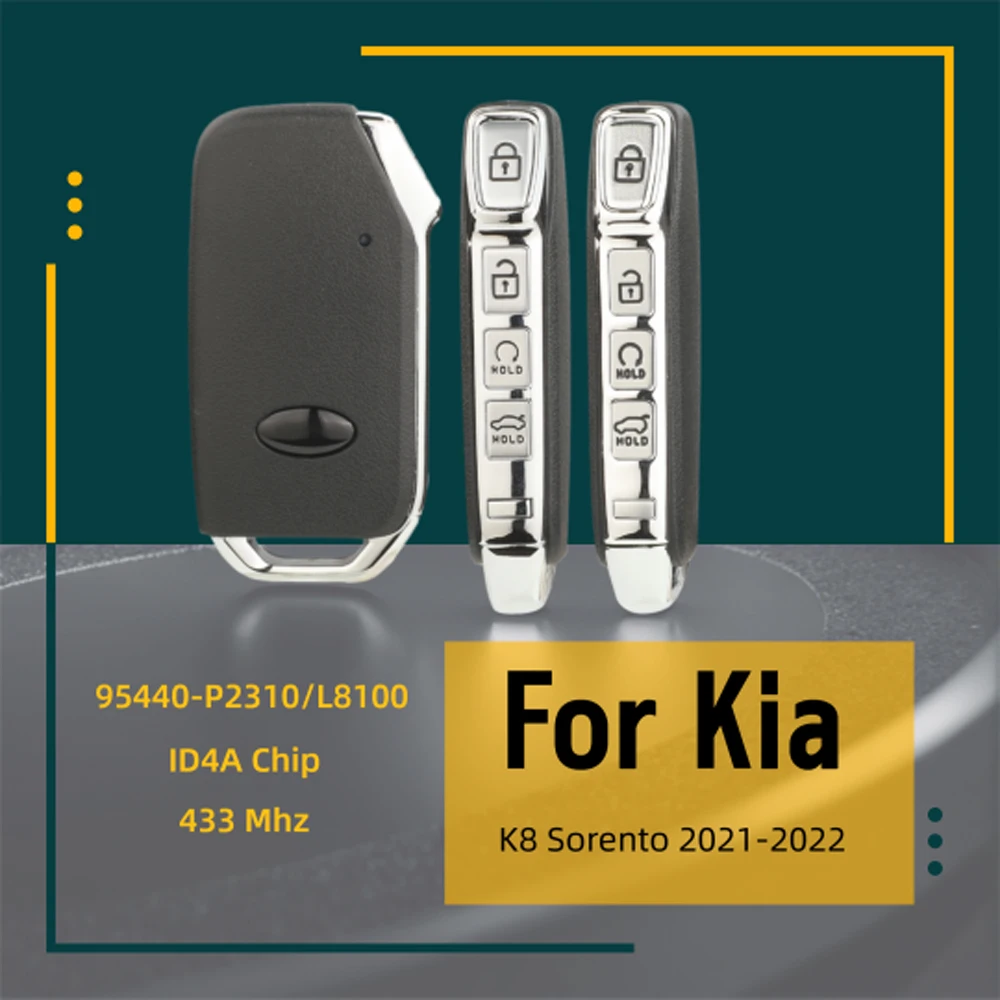 

Jingyuqin для Kia K8 Sorento 2021-2022, смарт-карта, пульт дистанционного управления, автомобильный ключ, 4 кнопки, 433 МГц, 95440-L8100/P2310, чип ID4A