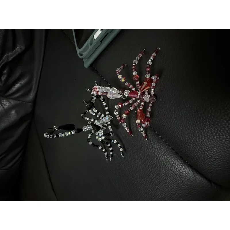 Gothic Handmade Beaded Spider Web Crystal Catcher Wall Hanging Prism Window Ornament Halloween Decoration Gift Home Decor