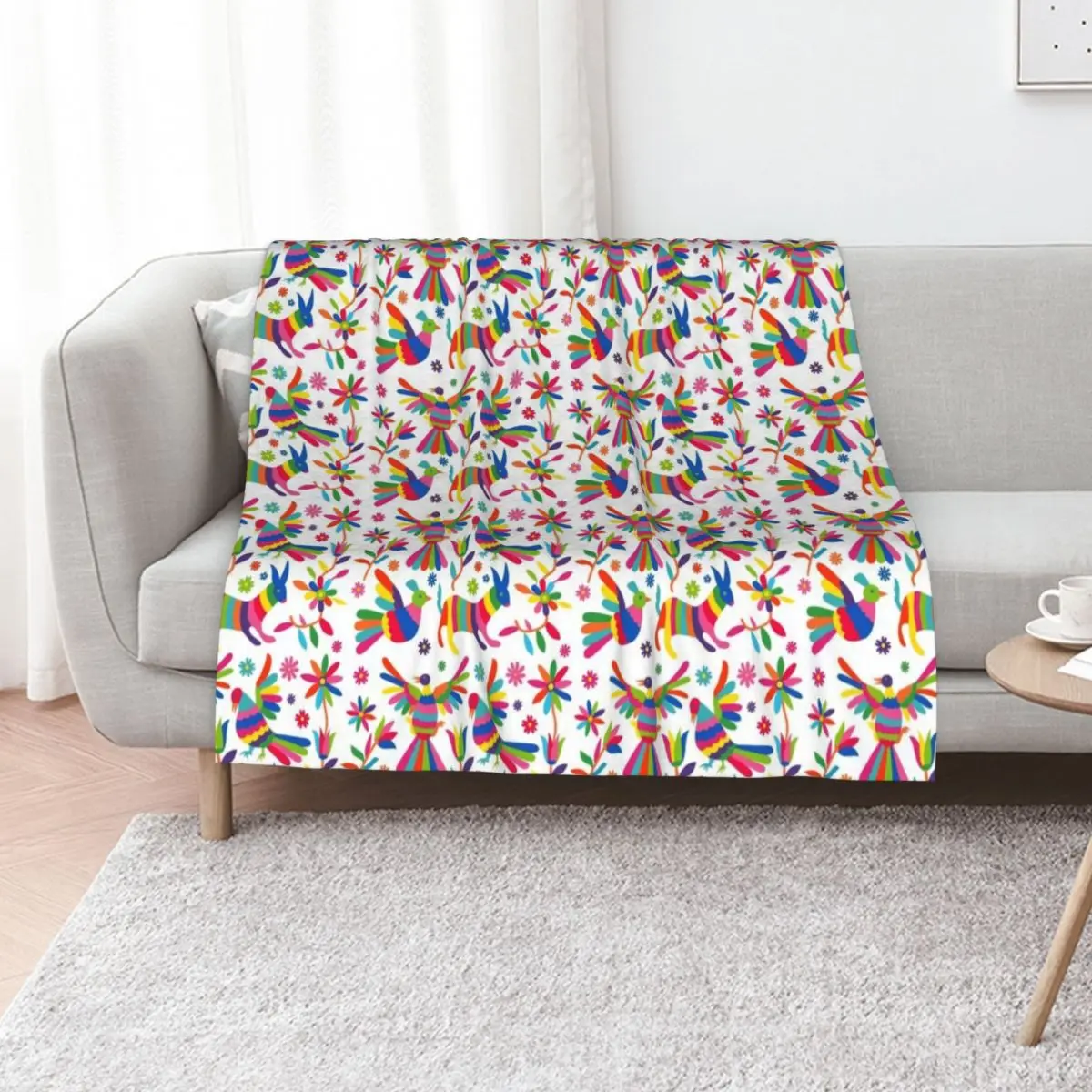 otomi, mexican art, mexican craft, mexican folk, otomi texture, pattern, flowers, birds, animals Throw Blanket Weighted Blankets