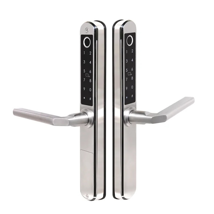 IP64 مؤهل مقاوم للماء في الهواء الطلق 2 مقابض خيار الألومنيوم انزلاق مزدوج الجانب بصمة سليم قفل الباب الذكي TT