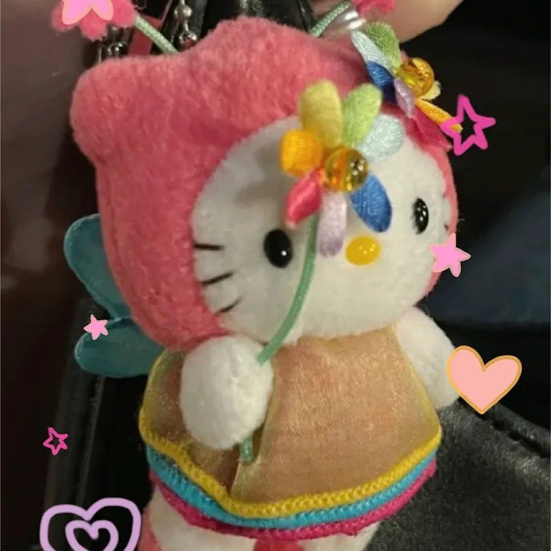 Plush Toys Kawaii Flower Fairy Hello Kitty Cartoon Filled Keychain Cute Girl Heart Backpack Pendant Kid Birthday Gifts Pre-Sale