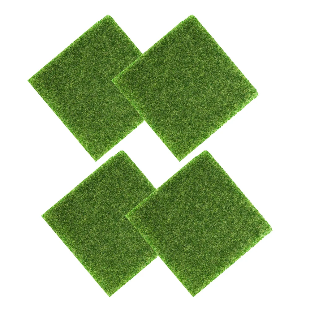 4 pçs micro paisagem prop relvado artificial para mesa de areia diy grama decoração para casa almofada de grama falsa esteira de gramado de plástico