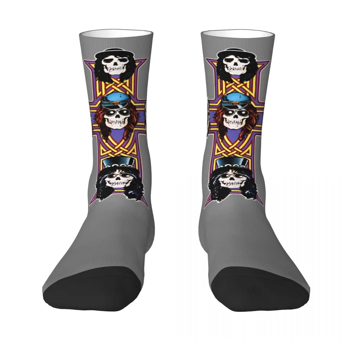 Guns And Roses Cross Stockings Vintage Band Printed Gothic Socks Winter Anti Sweat Socks Men's Running High Quality Socks