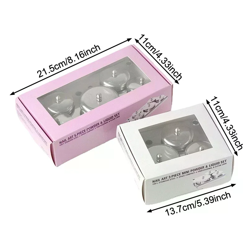 3/5개 스테인리스 다펜 디쉬 컵 세트 살롱 매니큐어 아크릴 파우더 액체 용기 정리 트레이 다펜 디쉬 네일 아트 도구