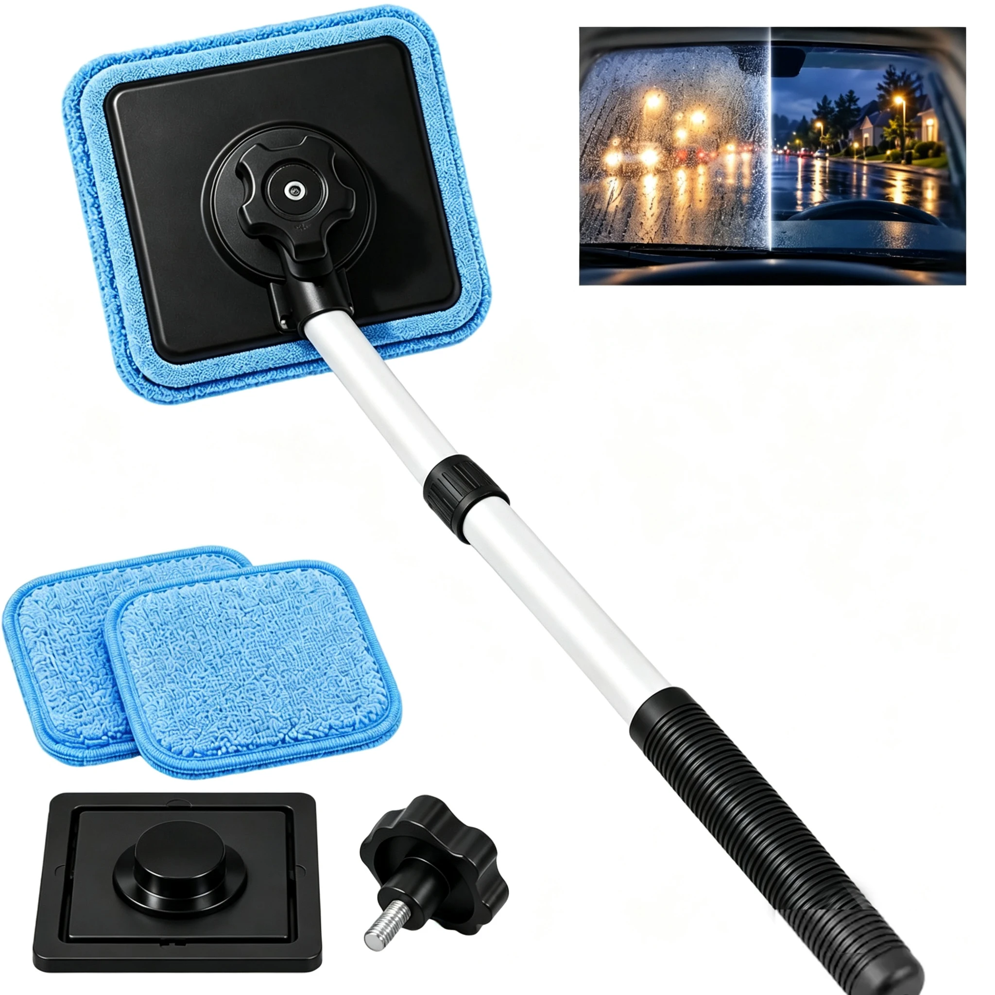 Dual Magnetic Car Windshield Cleaner, Streak-Free Auto Glass Cleaning Kit,Dual Side Car Glass Cleaner,Road Trips, Rainy Weather