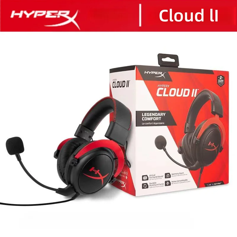 

original HyperX Cloud 2 II Gaming Headset Hi-Fi 7.1 Surround Sound Detachable Microphone With USB sound card For PC PS5 PS4 PS6