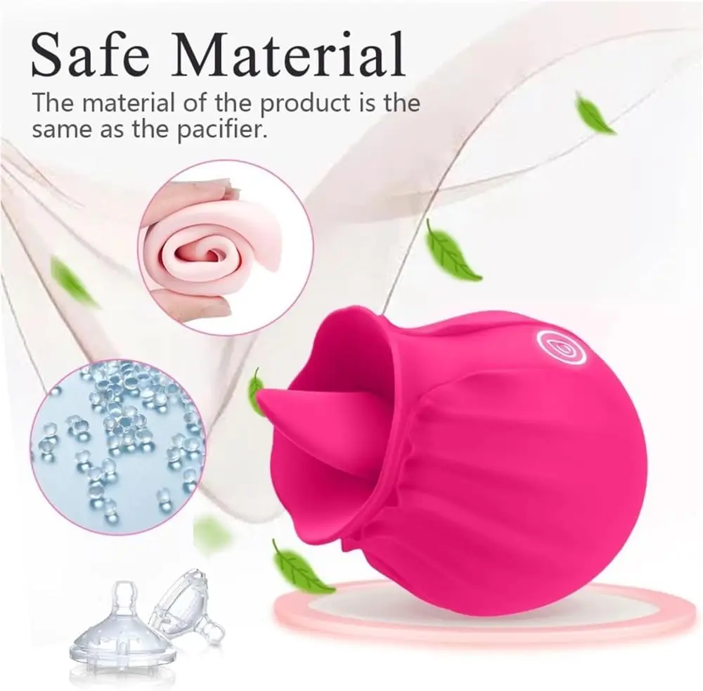 Rose Shape Tongue Vibrator for Women, G-Spot Clitoral Massager, Rechargeable Adult Sex Toy for Her, Couples Pleasure Toy Gift view 3