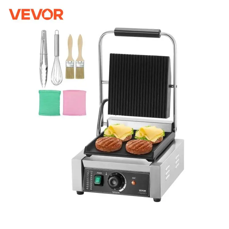 VEVOR Grill Électrique 1800 W, Presse à Panini Commercial en Inox, Appareil à Sandwich avec Contrôle