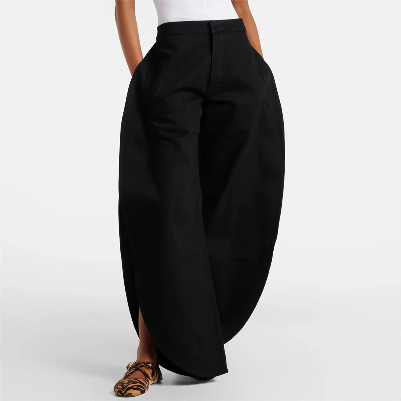 

Women's jeans New retro pure cotton denim pants for summer 2026 Low waist loose wide leg pants Women's pants curved knife pants