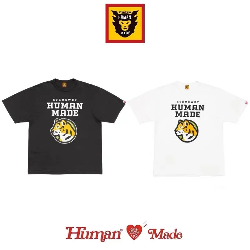 Human Made Tiger Head Logo T-Shirt Casual Couple Top Summer Unisex Trendy