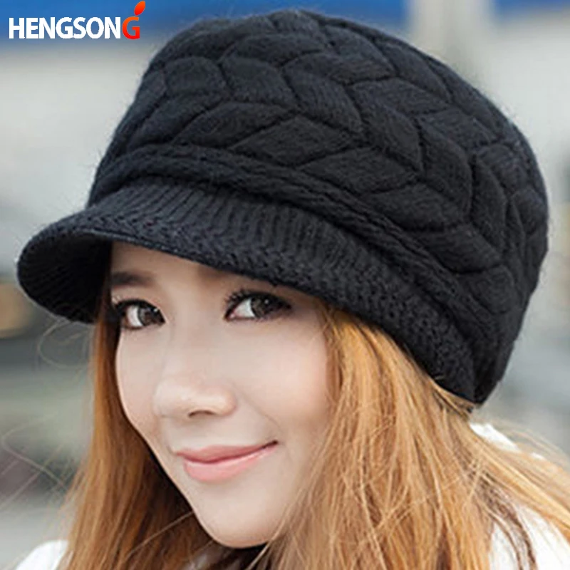 2024 Winter Women Hat Luxury Knitted Hats Female Soft High Elastic Warm Caps Beanies Headgear Girl Cap Solid Color