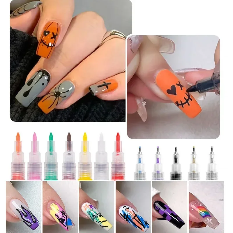 

One Set Nail Art Drawing Graffiti Nail Polish Waterproof Painting Liner Pen DIY 3D Abstract Lines Flower Nail Manicure Tools