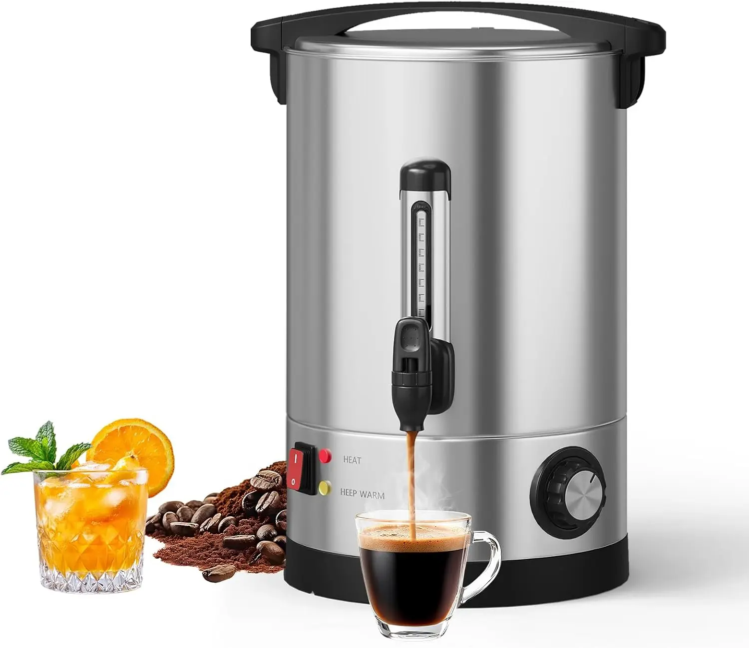 T​acleekii 70 Cup 110 Cup Commercial Coffee Urn 10L 16L Stainless Steel Hot Coffee Maker Hot Beverage Dispenser Double Wall Heat Retention for Wedding, Buffet, Catering