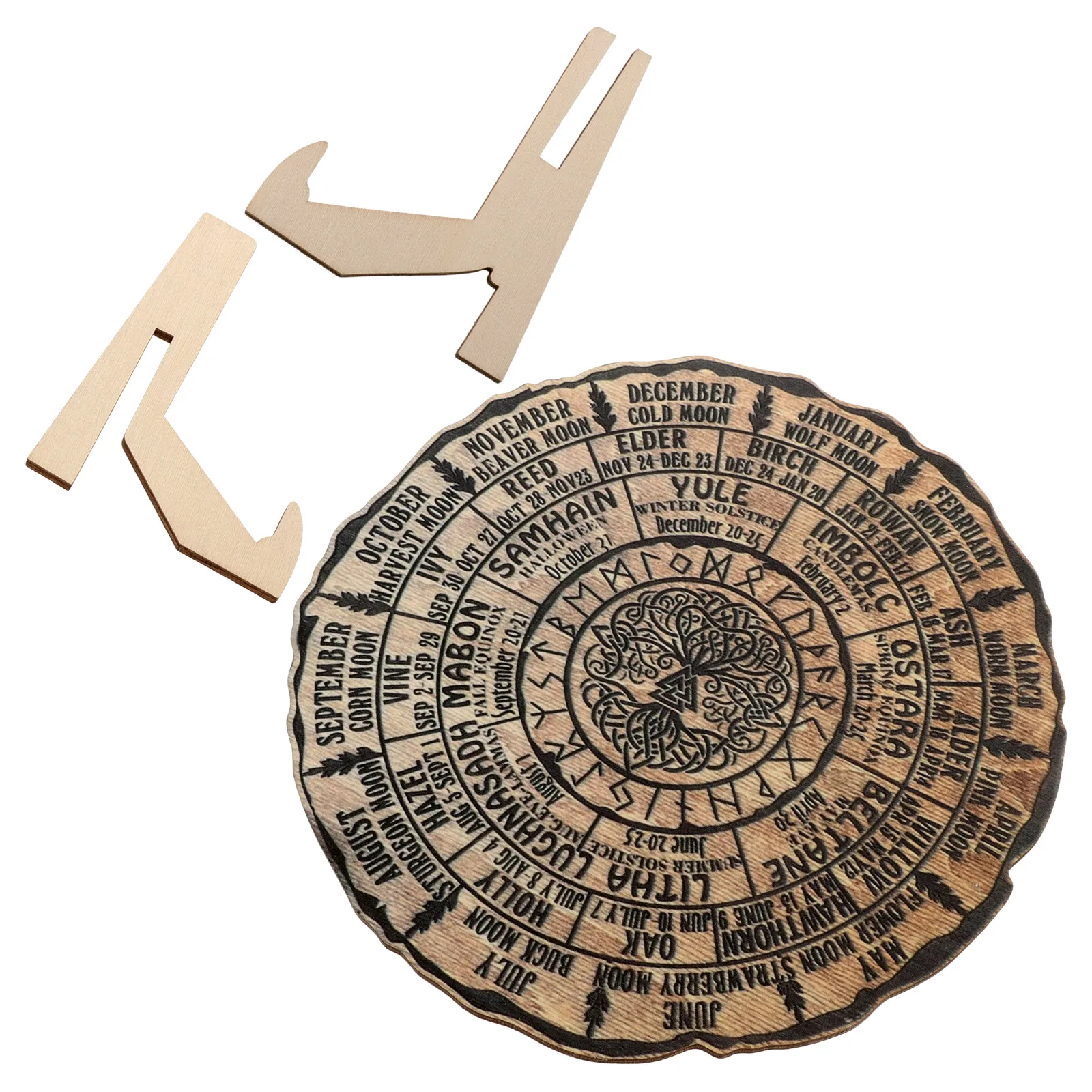

Wooden Decorations Desk Ornaments Decorative Witch Calendar Natural Wood Tree Ring Design Study Room Wooden Calendar