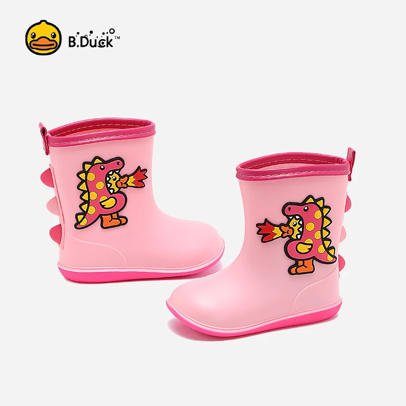 B.Duck Kinder-Regenstiefel aus Gummi, Kleinkindschuhe, niedlicher Cartoon-Dinosaurier, wasserdichte Stiefel für Jungen und Mädchen