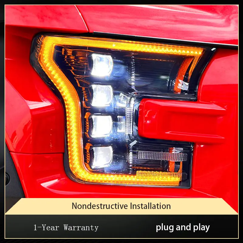 Car Lights For Ford Raptor F150 F-150 2015-2020 New Design Full LED Headlight DRL High Configure Front Signal Lamp Accessories