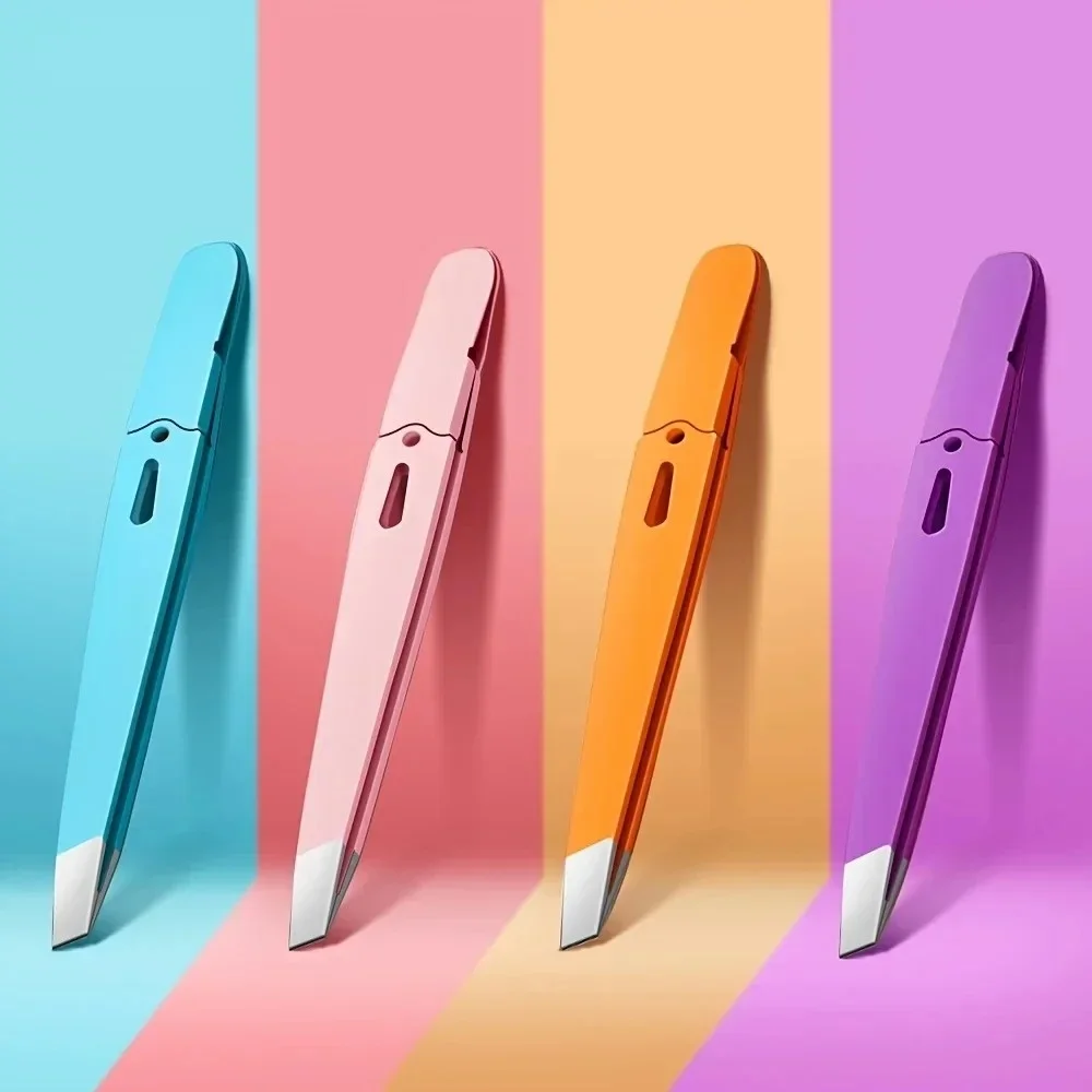 Professional Stainless Steel Tweezers Slanted Tip Eyebrow Shaping & Facial Hair Remover Makeup Tool Tweezers for Men and Women