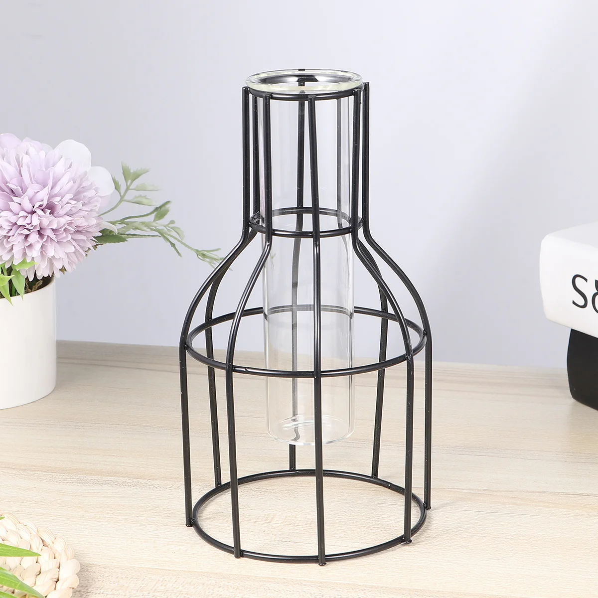 1 шт., железная художественная стеклянная трубка, ваза, цветочный плантатор, гидропоника, декор, металлический кронштейн, домашний художественный подарок для особых случаев