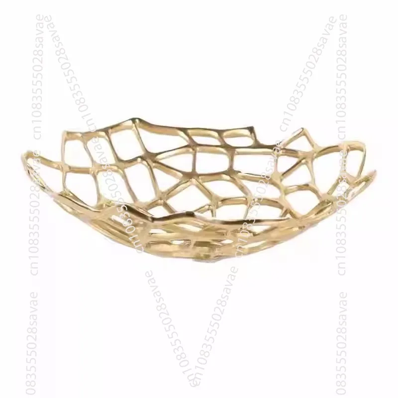 

Metal hollow fruit plate fruit pot creative storage ornament living room desktop decoration