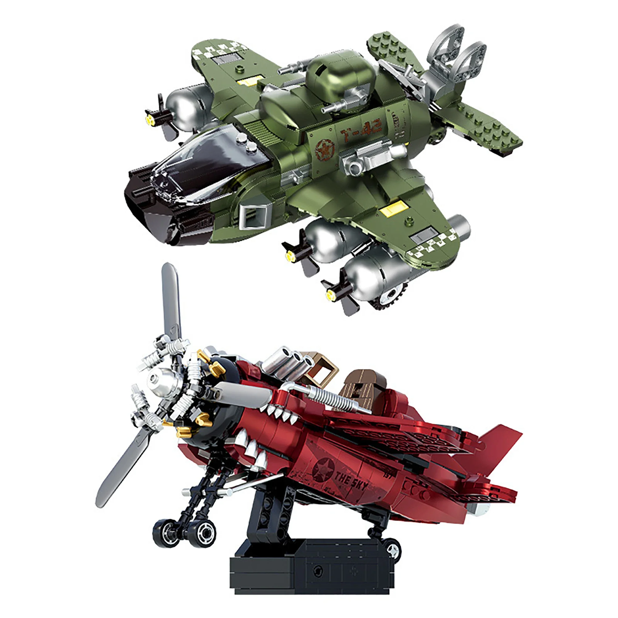 

Fighter Jet Building Block World War II Military Aircraft MOC Military Retro Airplane Assembly Bricks Toys for Kids Adults Gifts