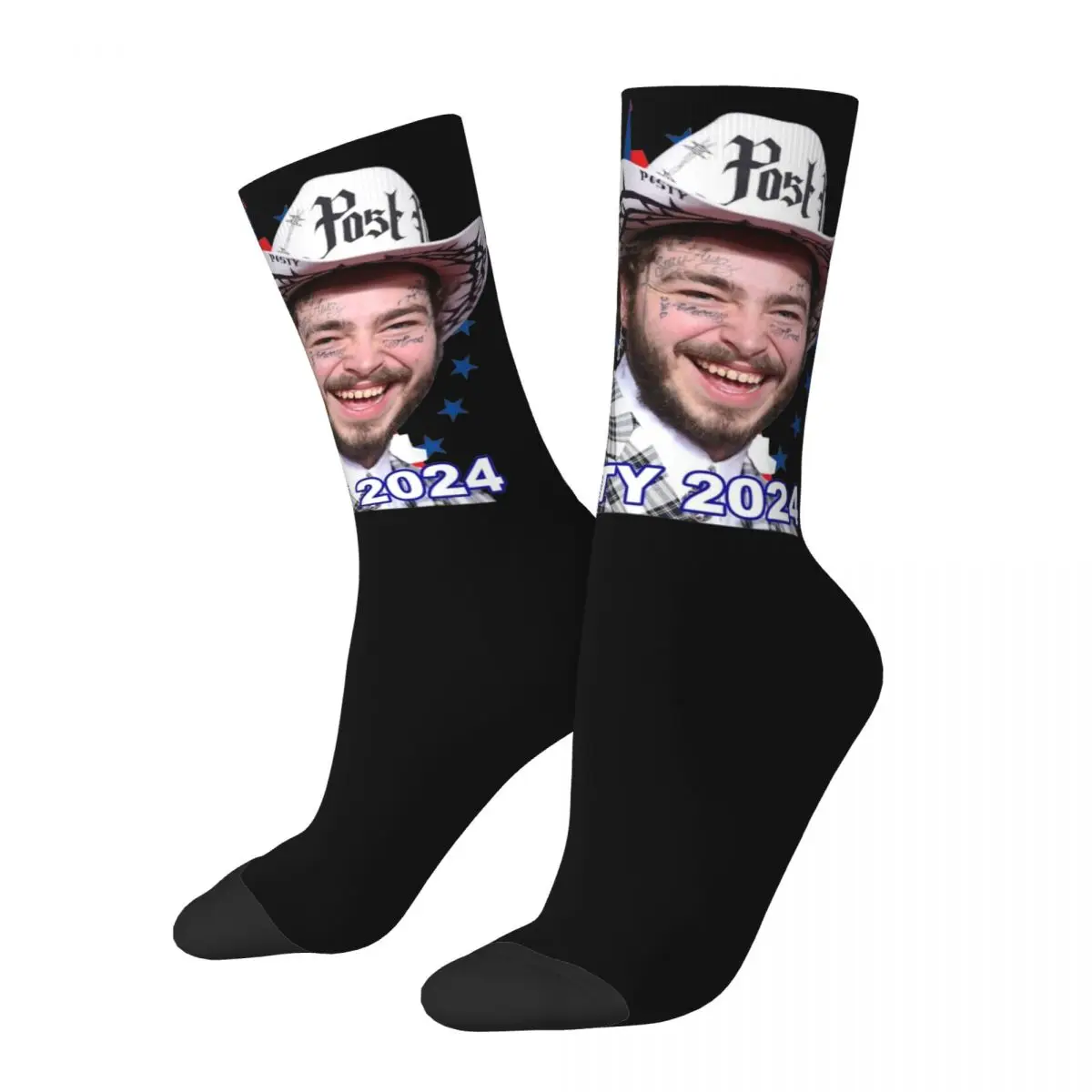 

Posty Malone For President 2024 Design Theme Socks Accessories for Men Women Flexible Crew Socks