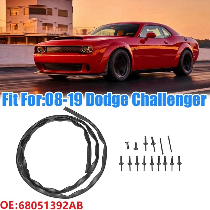 3X Front Fascia Bumper Hood Seal Waterproof With Rivets For Dodge Challenger 2008-2019 68051392AB 68051392AA