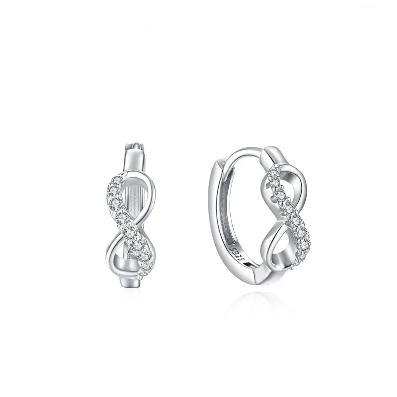 S925 Silver Infinite Symbol Diamond Earrings for Women in Europe and America Light Luxury Romantic SweetEarringsEarringsEarrings