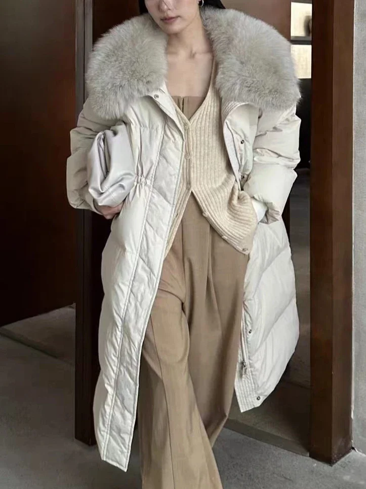 2026 Winter Women Warm Long Cotton Padded Parkas Faux Fur Collar Jacket Vintage Y2K Korean Fashion Overcoat Outerwear